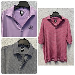 FJ FOOTJOY Lot of 3 Golf Polo Shirts W/ Logo's Purple Pink Gray Striped Size XL